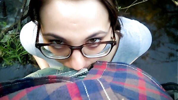 Public Blowjob On A Walk In The Woods POV