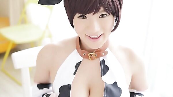 Busty Asian Kaho Shibuya Fucks in a Cow Cosplay