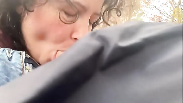 Curly Brunette Sucks and Gets Fucked in the Woods