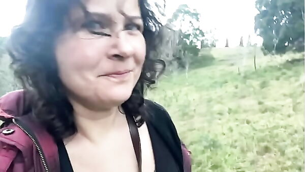 Curly Brunette Sucks and Gets Fucked in the Woods