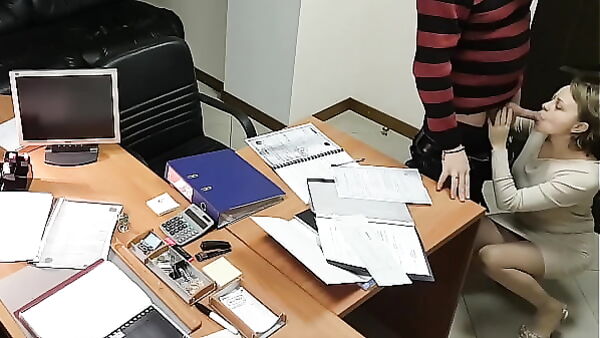 Office Secretary Fucked Over the Desk by Her Boss