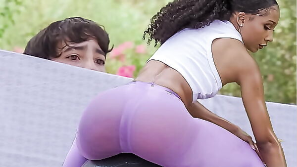 Olivia Jay Gives a Blowjob and Rides a Younger Guy Outdoors
