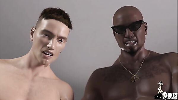 Cartoon Office Boss and Employee: an interracial 3D toon