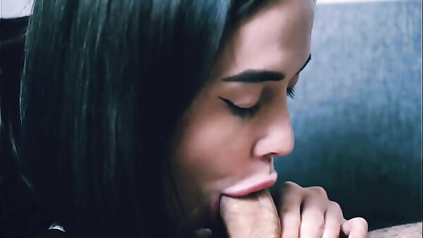 Dark-Haired Amateur: slow sensual POV blowjob to a mouthful